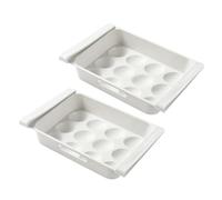 NAMOARLY 2Pcs Drawer-Type Refrigerator Egg Containers 12-Grid Plastic Egg Storage Boxes Multi-Compartment Food Preservation Organizer for Household Fridge