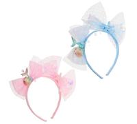 NAMOARLY 2pcs Glitter Princess Mermaid Headband for Little, Stylish Pink and Blue Hair Accessory with Plastic and Cloth Material, for Outdoor Party Use and Keeping Hair in Place