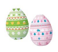NAMOARLY 2pcs Hanging Paper Lanterns Easter Egg Hanging Decorations Classic Easter Elements Egg Shape Assorted Color Paper Iron Easy Installation Eye-catching Party Layout Lanterns