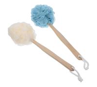 NAMOARLY 2pcs Household Long Handled Loofah for Shower with Wood Material, Bathing Tools for Massaging Skin, Creative and Comfortable Design for Household Bathing