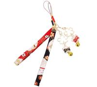NAMOARLY 2pcs Japanese Ceramic Fortune Cat Bell Phone Charms Hanging Strap Set Black and Phone Decor Key Lanyard for Lucky