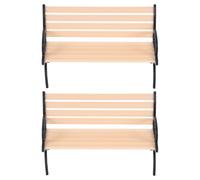 NAMOARLY 2Pcs Miniature Dollhouse Bench Set, Wooden Mini Park Street Chair Accessories for Fairy Garden and DIY Micro Landscape Decor