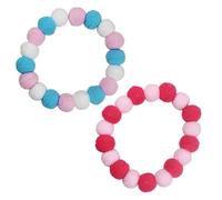 NAMOARLY 2pcs Pet Cat and Puppy Collar Set with Colorful Plush Balls, Elastic Adjustable Necklaces for Kitten and Small Dogs, Festival and Birthday Accessories Random Color