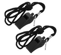 NAMOARLY 2pcs Plastic Emergency Whistles with Lanyard for Referees and Coaches, Abs Material, Versatile Use for Training and Emergencies, Black Safety Whistles for Sports and Outdoor