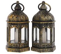 NAMOARLY 2Pcs Retro Vintage LED Oil Light Pendant Hanging Lamps, Small Decorative Scene Hanging Lights in Antique Brass for Home Bar Garden