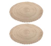 NAMOARLY 2pcs round Protective Placemats in Coffee Colour, Heat Proof Cotton Yarn Tableware Mats Anti-scalding and Lightweight Features, for Dining Table Use