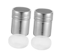 NAMOARLY 2pcs Stainless Steel Sugar Shaker with Fine Mesh, Precise Control and Convenient Seasoning Powder Duster Jar for Cooking and Restaurant Use, Silver