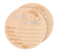NAMOARLY 2pcs Wooden Birth Announcement Sign for Newborn Round Milestone Cards to Celebrate Growth Cute Decorative Plaque for Hospital Photo Natural Wood