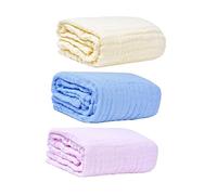NAMOARLY 3pcs Cotton Swaddle Blankets Unisex Lightweight Receiving Blankets Soft Gauze for Newborns Indoor Outdoor Use with Pink Yellow Blue