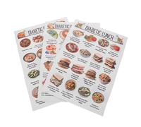 NAMOARLY 3pcs Diabetes Meal Recipes Food Poster Diabetic Diet Meal Chart Diabetic Plan Daily Diabetes Planner Grocery Planner Low Diet Plan Pre-diabetes Chart