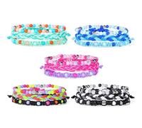 NAMOARLY 3pcs Handmade Bohemia Style Women Bracelets with Blue Beads, Beautiful Braid String Bracelets for Fairs and Employee Benefits Gifts