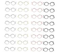 NAMOARLY 40pcs Miniature Doll Glasses Metal Frame Round Eyewear for DIY Crafts Stylish Dollhouse Decoration Ornamental Accessories for Dolls Tiny Eyeglasses Props Gold Silver Rose Gold and