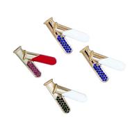 NAMOARLY 4Pcs Chemistry Experiment Brooch Alloy Beaker Scientist Lapel Pins Rhinestone Accents Clothing Accessories for Science Lovers Random Color