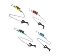 NAMOARLY 4pcs Fishing Alarm Indicators Set for Carp Fishing, Soft Chain Swingers Tensioner Without Light, Multi-Color Bite Alarms (Red, Green, Blue, Yellow) Clip-On Accessories for Anglers