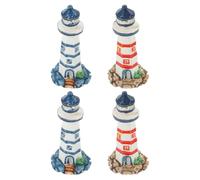 NAMOARLY 4pcs Mini Lighthouse Models Nautical Theme Party Decor, Small-scale Red and Blue Resin Lighthouses for Ocean Centerpieces and Dollhouse Ornaments