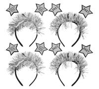 NAMOARLY 4pcs New Years Eve Headband 2027 Glitter Star Design, Secure Fit and Easy Styling Silver Hair Accessories for Family Reunions and New Year Parties