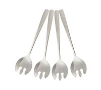 NAMOARLY 4pcs Stainless Steel Salad Forks Set with Smooth Head and Not Easy to Hurt Design, Portable Fruit and BBQ Forks for Meatballs and Snacks, Silver Dining Cutlery for Party and Home
