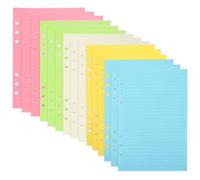 NAMOARLY 50Pcs A5 Loose Leaf Notebook Refill Paper, 6-Hole Punched Colored Lined Paper Inserts, Mini Binder Planner Notepad Refills for Travel and Office Use
