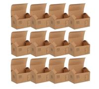 NAMOARLY 50pcs Folding Box House Shaped Boxes for Party Favor Containers Small Treasure Chest for Cookie Packaging