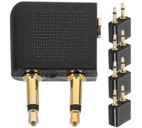 NAMOARLY 5pcs Airplane Headphone Adapter Airline Earphone Adapter Lightweight Versatile Design Abs Zinc Alloy Audio Jack to Plug Connector for Traveling and Office Use Black