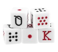 NAMOARLY 5pcs White Square Corner 16mm Acrylic Poker Dices for Board Games and Birthday Party Props, 6-sided Portable Craps Dice for Pub and Ktv Entertainment