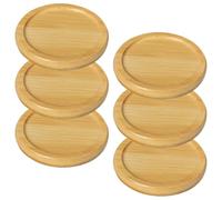NAMOARLY 6pcs Bamboo Cup Coasters round Non-skid Mug Mats Heat Resistant Decorative Drink Coasters for Restaurant Table Protective Pad