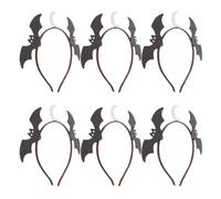 NAMOARLY 6pcs Glitter Halloween Bat Headband with Bat Wings and Moon Ornament, Lightweight Felt Material with Wrapped Frame, Reduces Scalp Pressure, for Dress and Party