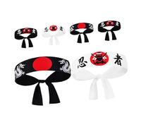 NAMOARLY 6pcs Ninja Japanese Headband Set Black White Samurai Headbands for Karate Fitness and Cooking Unisex Wide for Cosplay and Chef Costumes