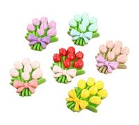 NAMOARLY 6pcs Resin Flower Bouquet Charms for DIY Projects, Wear Resistant Miniature Flatback Flower Embellishments to Decorate Headwear and Phone Cases Color