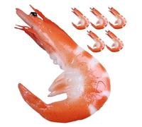 NAMOARLY 6Pcs Simulated Food Model Realistic Fake Shrimp for Photography Prop Lightweight Portable Seafood Display for Play Kitchen and Home Decor