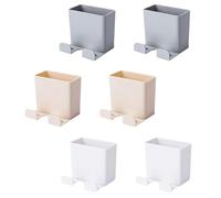 NAMOARLY 6pcs Wall-mounted Container Punch Free Racks Abs Nail-free Racks Mobile Phone Remote Controller Holder No Marks Removal White Beige for Household Use and Shower Video Watching