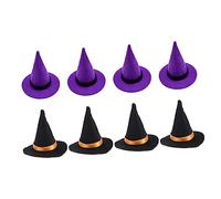 NAMOARLY 8Pcs Mini Halloween Witch Hats Adorable Doll Accessory Set for Party Decorations for DIY Projects and Photo Activities Multi Function Felt Hats Black and Purple