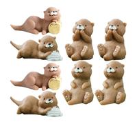 NAMOARLY 8Pcs Miniature Otter Figurines Small Animal Figurines Mini Animals Figures for Dollhouse Decor Micro Landscape Centerpiece Birthday Decorations