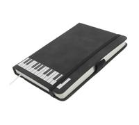 NAMOARLY A6 Piano Notebook Music Theme Journal Pu Cover Black Smooth Writing Paper Lined Notes Diary for Students Music Lovers Office Use