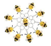 NAMOARLY Cartoon Bee Keychain 10pcs Set with Metal and Pvc Materials for Backpack and Car Keys, for Party Favors and Sharing