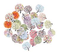 NAMOARLY Clothes Snaps 50Pcs Tree Design Wooden Lightweight Double Hole Buttons for Sewing, Clothes and Craft Projects
