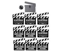 NAMOARLY Cute Movie Clapperboard Brooches 10pcs Secure Alloy Pins for Movie Nights Black Classic Style Lapel Decorations for Film Fans