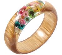NAMOARLY Dried Flower Bracelet Resin Wooden Bangle Handmade Floral Accessory for Han Chinese Costume Lovers Creative Fashion