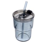 NAMOARLY Drinking Cup with Lid and Straw - 4.33In Glass Tumbler for Iced Coffee Juice Tea - Clear Beverage Bottle for Home Office and Party Use
