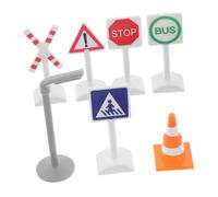 NAMOARLY Educational Road Sign Toys for Kids Colorful Train Sensory Toy Play Traffic Sign Train Track Set Micro Landscape Accessories