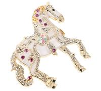 NAMOARLY Elegant Horse Charm Bracelet Featuring a Lightweight Enamel and Rhinestone Jacket Brooch, for Events and Gifting the Chinese 2026 New Year Spring Festival with Classic Retro