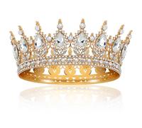 NAMOARLY Elegant Rhinestone Tiara Crown for Wedding and Christmas, Unique Zinc Alloy Material with Golden Finish, Not Easy to Break, Featuring Reasonable Structure, for Bridal and Prom Hair