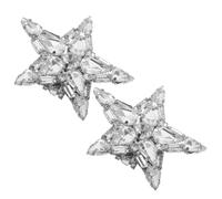 NAMOARLY Elegant Silver Star Shoe Buckle Clips for Women, Removable Rhinestone Alloy Decoration Charms to Personalize Shoes, for Bridal, Wedding, Prom and Party Accessories, 1 Pair