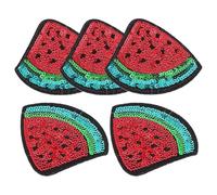 NAMOARLY Embroidered Iron on Patches Red Watermelon with Polyester Thread and Fabric Material 5pcs Easy Application Sew-on Fruit Appliques for Clothes for T-Shirts and Jackets