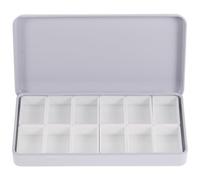 NAMOARLY Empty Watercolor Case Iron Storage Box with Compartments, White Plastic and Iron Material, Keeps Watercolors from Drying and Desk Organised, for Paint and Art Use