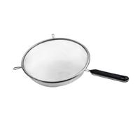 NAMOARLY Fine Mesh Strainer Spoon 20cm Stainless Steel Handheld Tea Strainer with Black Handle and Dual Hooks Kitchen Sink Net Food Filter for Juicing and Liquid Straining