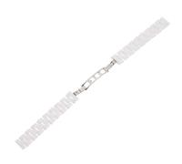 NAMOARLY Flat Mouth Ceramic Watchband Replacement Strap with Double Button Folding Clasp, Comfortable Wearing White Ceramic Watch Strap for Smartwatches and Wrist Accessories