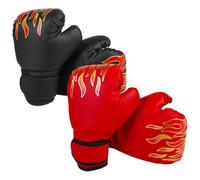 NAMOARLY Kickboxing Gloves 2 Pairs Pu Leather Training Sparring Gloves Comfortable with Flame Pattern Suitable for Practice and Fitness