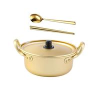 NAMOARLY Korean Ramen Pot Double Handle Noodle Cooking Pot with Spoon and Chopsticks 8.07 in Soup for Instant Noodles Hot Home Kitchen and Grill Heating