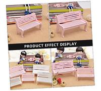 NAMOARLY Miniature Wooden Garden Bench Hollow Design Lightweight Miniature Furniture Bench for Fairy Garden Dollhouse Decor Photography Prop Pink Large Hollow Style